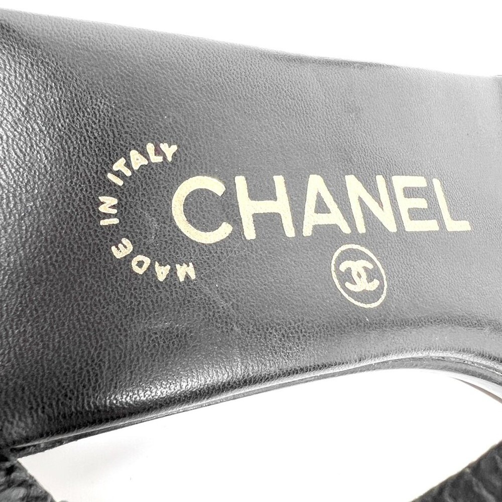 Chanel Black Leather CC Logo Flat Thong Sandals 36.5 Vintage - Picture 6 of 10